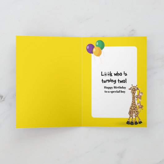 2nd Birthday Wildlife Animal Babies Kaart (Binnen)