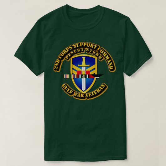2nd Corps Support Command w DS SVC Ribbons T-shirt (Design voorkant)