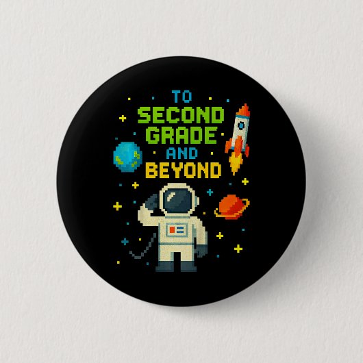 2nd Grade And Beyond Astronaut Space Boys Gamer Fi Ronde Button 5,7 Cm (Voorkant)