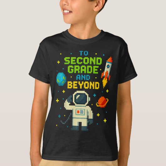 2nd Grade And Beyond Astronaut Space Boys Gamer Fi T-shirt (Voorkant)