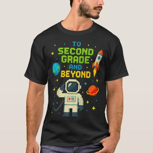2nd Grade And Beyond Astronaut Space Boys Gamer Fi T-shirt (Voorkant)