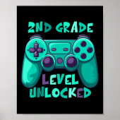 2nd Grade Boys Gamer Level Ck To School First Day  Poster (Voorkant)