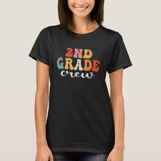 2nd Grade Crew Retro Groovy Men Women First Day Of T-shirt (Voorkant)