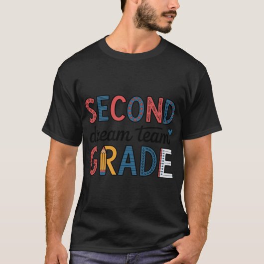 2nd Grade Dreameam Retro Backo Schooleacher Studen T-shirt (Voorkant)