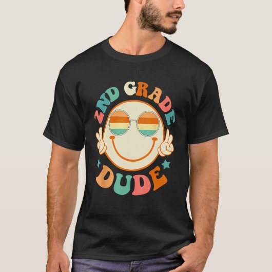 2nd Grade Dude Happy Face First Day Back To School T-shirt (Voorkant)