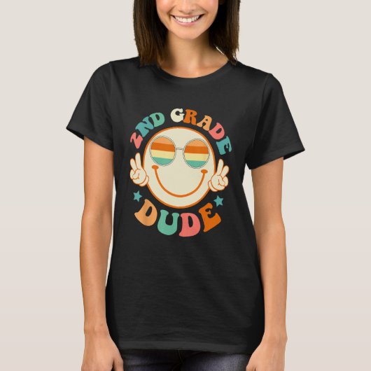 2nd Grade Dude Happy Face First Day Back To School T-shirt (Voorkant)