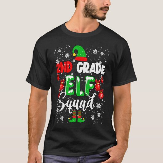 2nd Grade ELF Squad Funny Christmas ELF Kids Teach T-shirt (Voorkant)