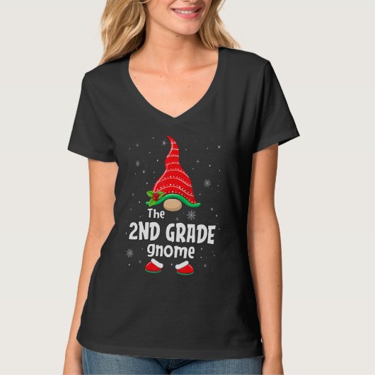 2nd Grade Gnome Matching Family Group Christmas Pa T-shirt (Voorkant)