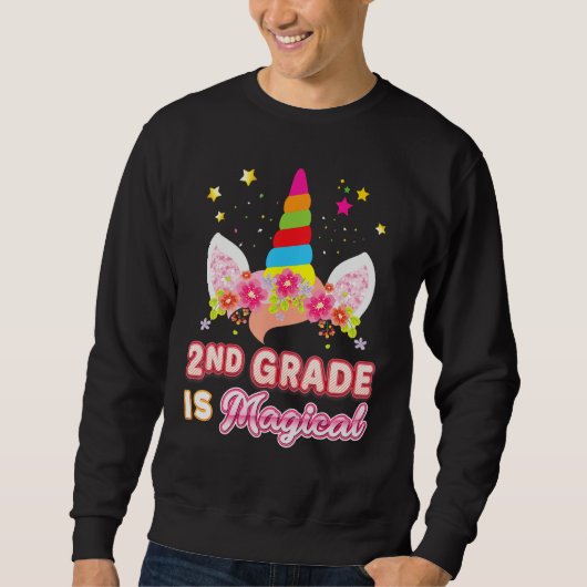 2nd Grade Is Magical Unicorn Back To School Second Trui (Voorkant)