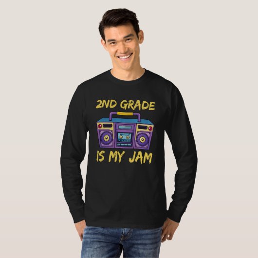 2nd Grade Is My Jam School Retro 80s Boombox Stude T-shirt (Voorkant volledig)