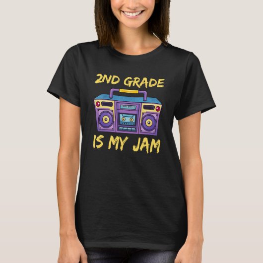 2nd Grade Is My Jam School Retro 80s Boombox Stude T-shirt (Voorkant)