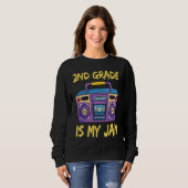 2nd Grade Is My Jam School Retro 80s Boombox Stude Trui (Voorkant volledig)