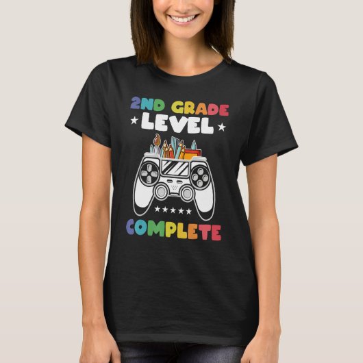 2nd Grade Level Complete Kids Gamer Game Controlle T-shirt (Voorkant)