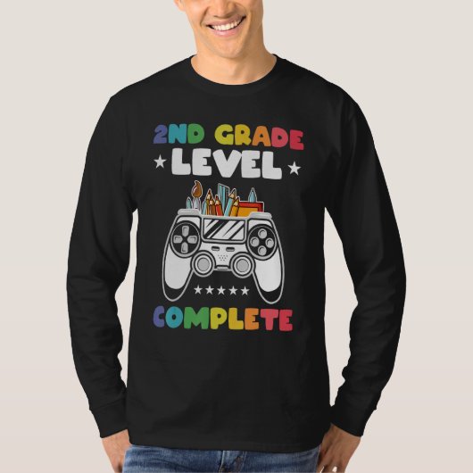 2nd Grade Level Complete Kids Gamer Game Controlle T-shirt (Voorkant)