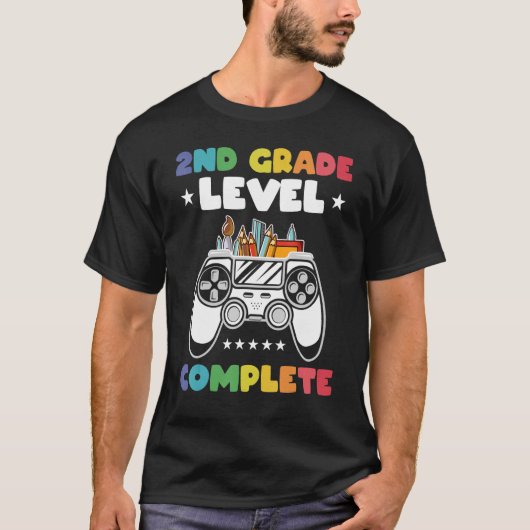 2nd Grade Level Complete Kids Gamer Game Controlle T-shirt (Voorkant)