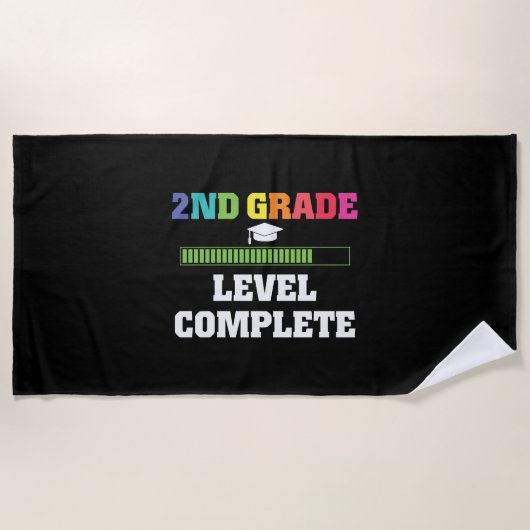 2ND Grade Level Complete Video Gamer Graduate Gift Strandlaken (Voorkant)
