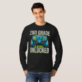 2nd Grade Level Unlocked  Back To School Gamer Boy T-shirt (Voorkant volledig)