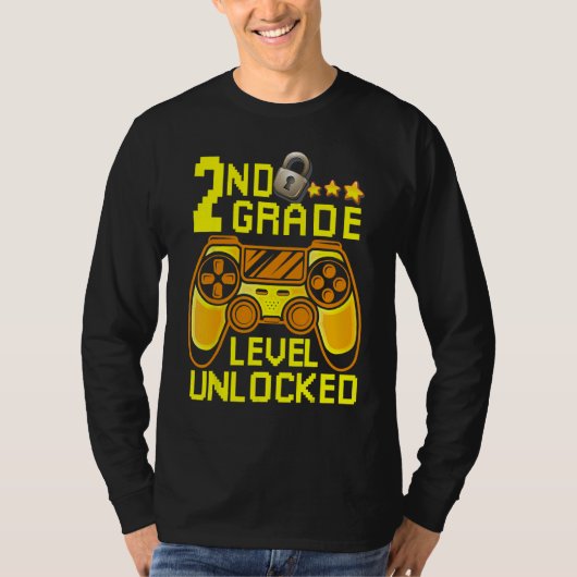 2nd Grade Level Unlocked Back To School  Gamer Boy T-shirt (Voorkant)