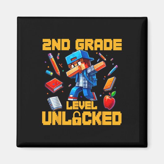 2nd Grade Level Unlocked Dabbing Boys Gamer Ck To  Magneet (Voorkant)