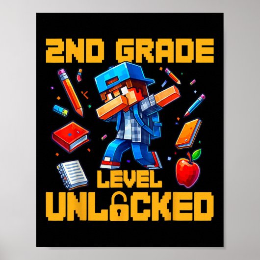 2nd Grade Level Unlocked Dabbing Boys Gamer Ck To Poster (Voorkant)