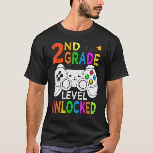 2nd Grade Level Unlocked Happy Back To School Game T-shirt (Voorkant)