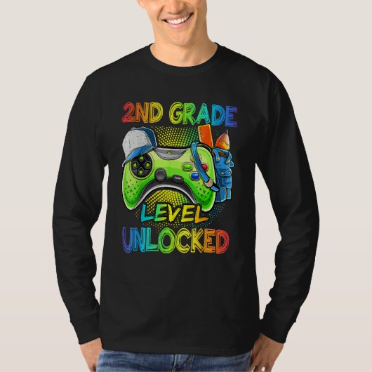 2nd Grade Level Unlocked Video Game Back To School T-shirt (Voorkant)