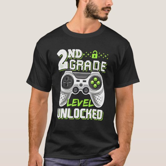 2nd Grade Level Unlocked Video Game Back To School T-shirt (Voorkant)
