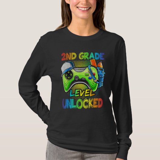 2nd Grade Level Unlocked Video Game Back To School T-shirt (Voorkant)