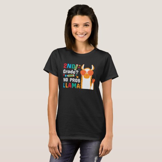 2nd Grade No Problem Llama T-shirt (Voorkant volledig)