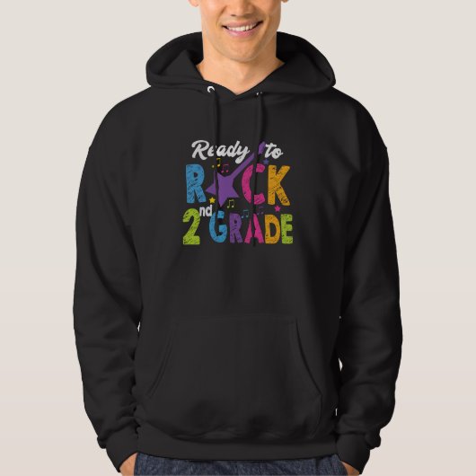 2nd Grade School Ready to Rock Second Back to Scho Hoodie (Voorkant)