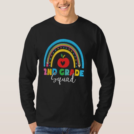 2nd Grade Squad Back To School Rainbow Teachers T-shirt (Voorkant)