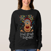 2nd Grade Squad Plaid Reindeer Santa Hat Teacher C Trui (Voorkant)