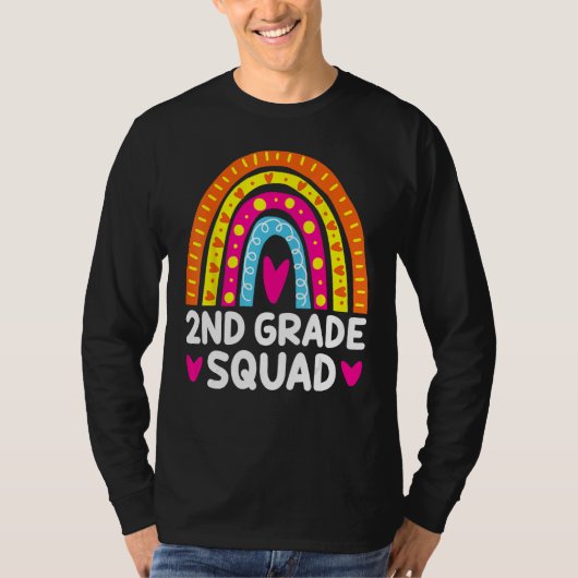 2nd Grade Squad Rainbow Heart Back To School Teach T-shirt (Voorkant)