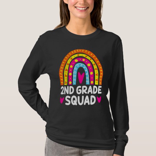 2nd Grade Squad Rainbow Heart Back To School Teach T-shirt (Voorkant)