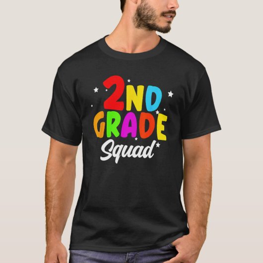 2nd Grade Squad Second Teacher Student Team Back T T-shirt (Voorkant)