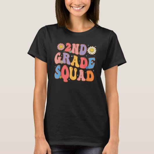 2nd Grade Squad Second Teacher Student Team Back T T-shirt (Voorkant)