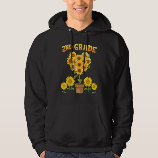 2nd Grade Squad Sunflower Back To School Second St Hoodie (Voorkant)
