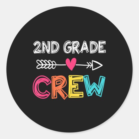 2nd Grade Teacher Back To School 2nd Crew Ronde Sticker (Voorkant)
