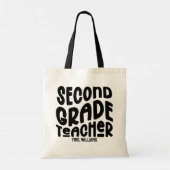 2nd Grade Teacher Black Typography Design Tote Bag (Achterkant)