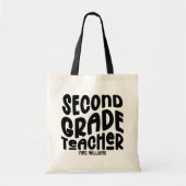 2nd Grade Teacher Black Typography Design Tote Bag (Voorkant)