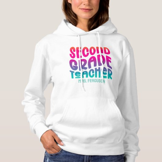 2nd Grade Teacher Colorful Ombre Typography Hoodie (Voorkant)