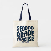 2nd Grade Teacher Dark Blue Typography Design Tote Bag (Achterkant)