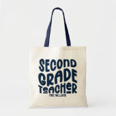 2nd Grade Teacher Dark Blue Typography Design Tote Bag (Voorkant)
