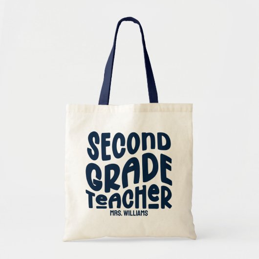 2nd Grade Teacher Dark Blue Typography Design Tote Bag (Voorkant)