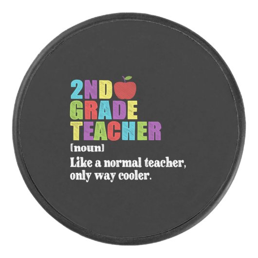 2nd Grade Teacher Definition Funny School Gift Tee Hockey Puck (Voorkant)