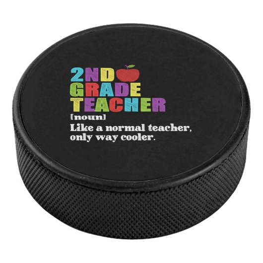2nd Grade Teacher Definition Funny School Gift Tee Hockey Puck (3/4)