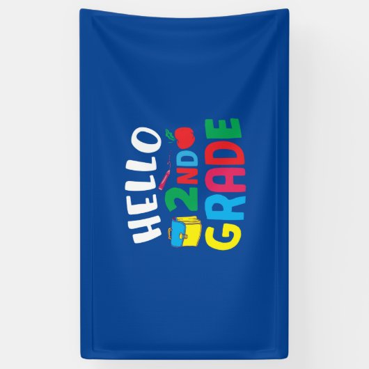 2nd Grade Teacher Hello 2nd Grade Spandoek (Verticaal)