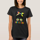 2nd Grade Teacher Messy Bun Groovy First Day Of Sc T-shirt (Voorkant)