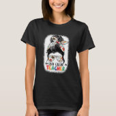 2nd Grade Teacher  Messy Bun Hair Teacher Bleached T-shirt (Voorkant)