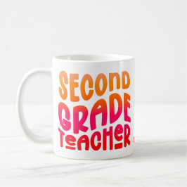 2nd Grade Teacher Orange Red Ombre Text Koffiemok